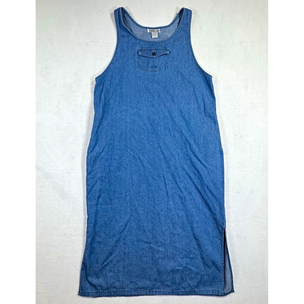 Robbie Bee Vtg Denim Jumper Dress Blue Cotton Grandmacore Cottagecore Size 12